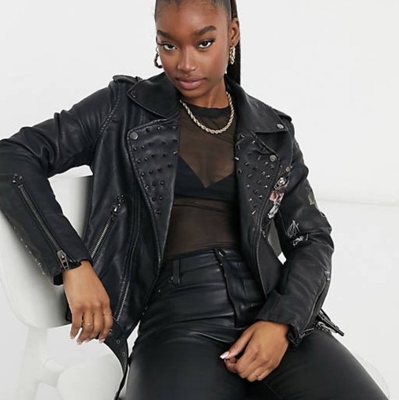 Blank NYC Love and Leave Faux Leather Jacket with Floral Print XS - Picture 5 of 15
